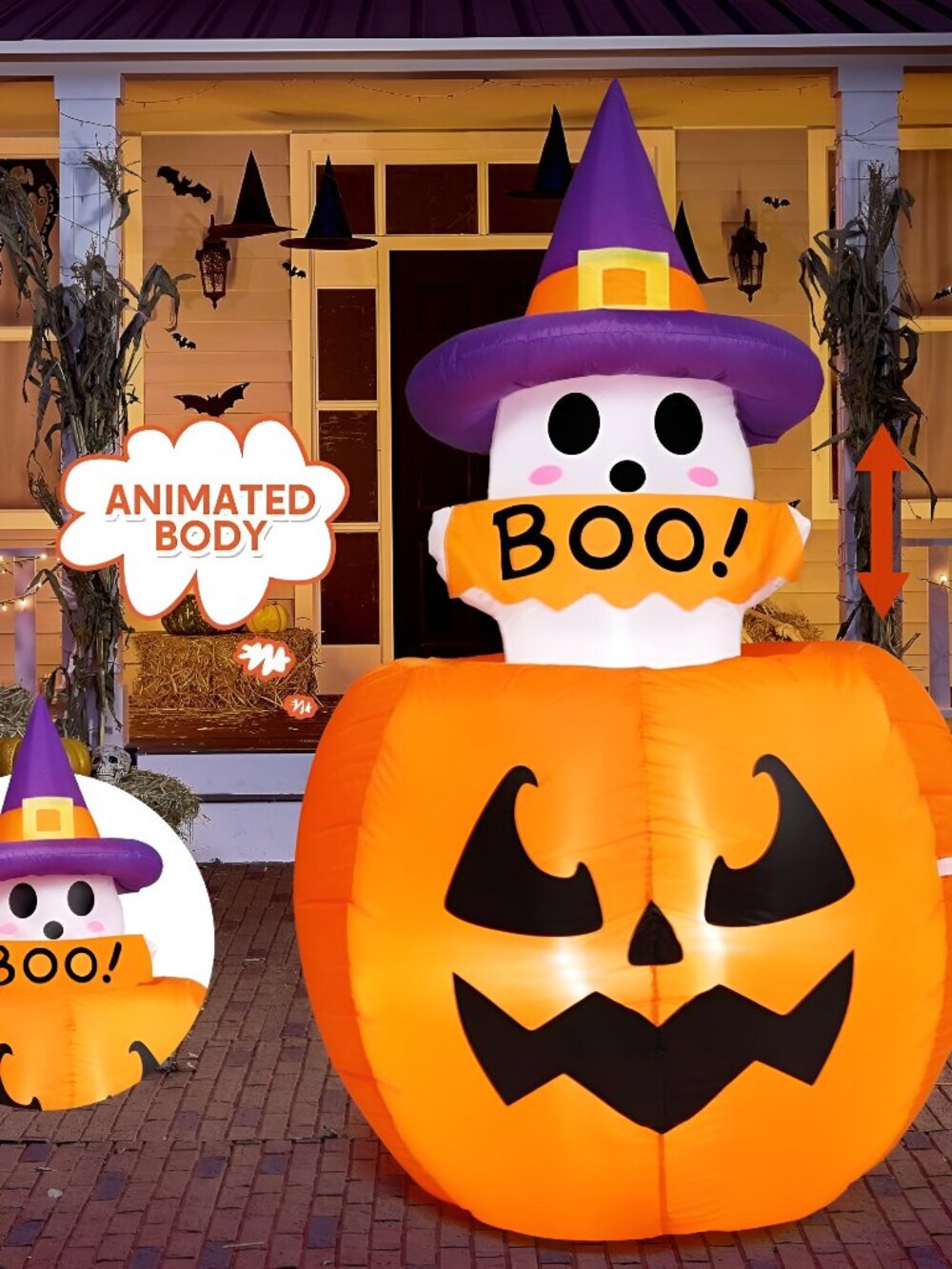 5ft Tall Halloween Animated Inflatables Outdoor Decorations, Inflatable Ghost